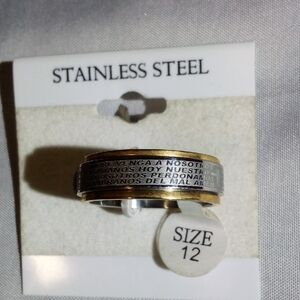 Stainless Steel Two-Tone Lord's Prayer 🙏🏽 Ring in Spanish